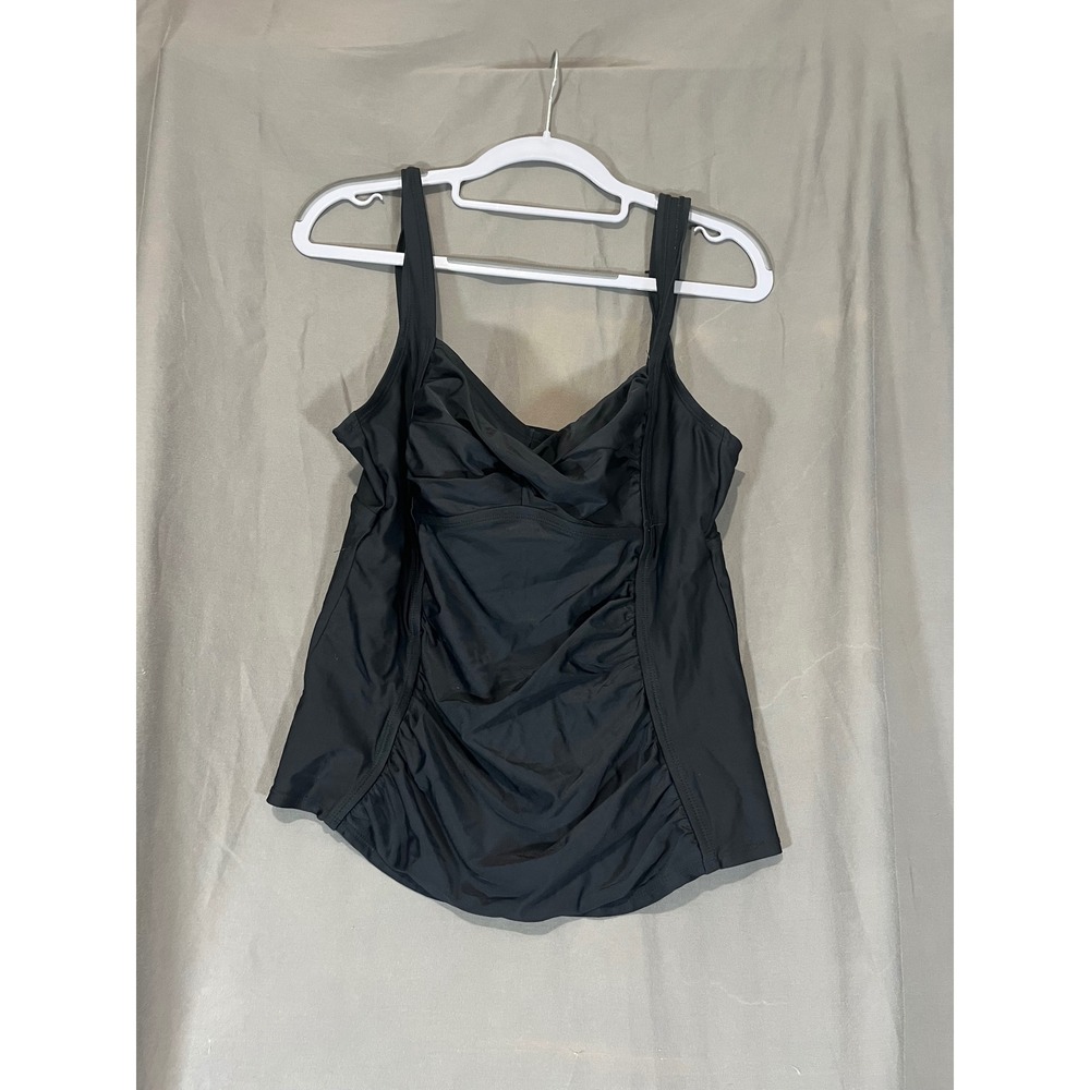 Merona Womens Black Ruched Tankini Swim Top Sweetheart Neck Size Large